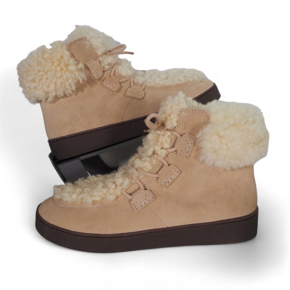 Cozy Shearling-Lined Women's Ankle Boots - Beige